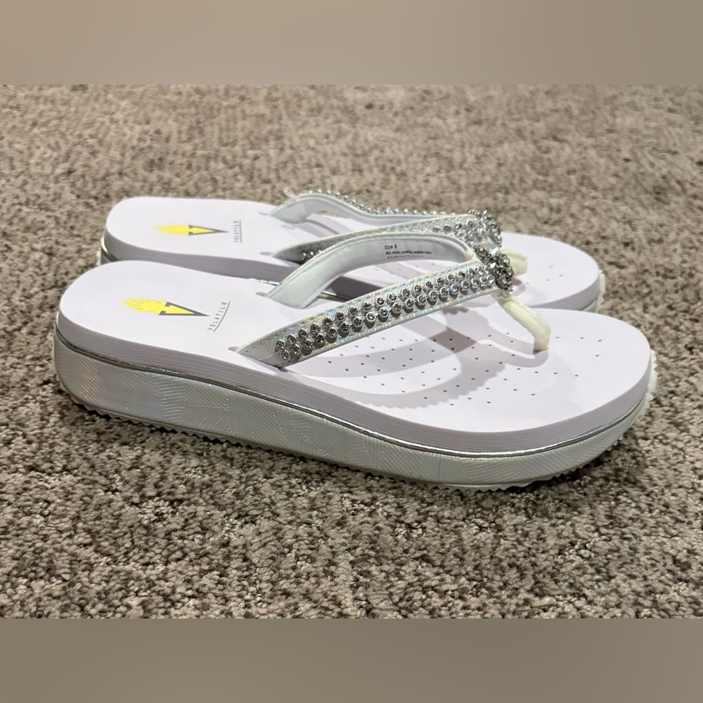 Volatile White Rhinestone Sandals